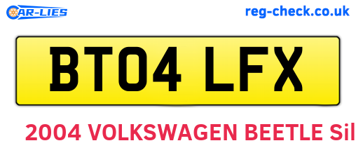 BT04LFX are the vehicle registration plates.