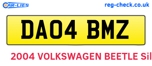DA04BMZ are the vehicle registration plates.