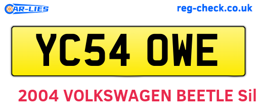 YC54OWE are the vehicle registration plates.