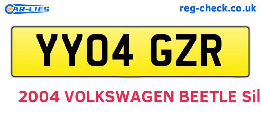 YY04GZR are the vehicle registration plates.