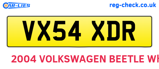 VX54XDR are the vehicle registration plates.