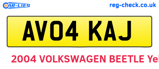 AV04KAJ are the vehicle registration plates.