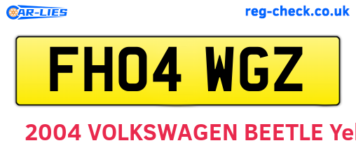 FH04WGZ are the vehicle registration plates.