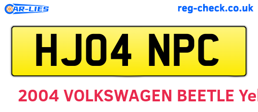 HJ04NPC are the vehicle registration plates.
