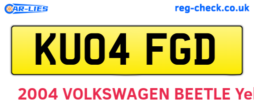 KU04FGD are the vehicle registration plates.