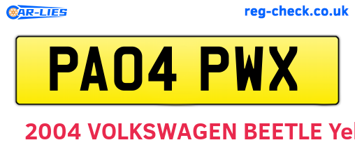 PA04PWX are the vehicle registration plates.