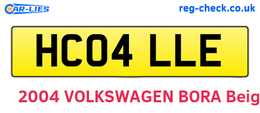 HC04LLE are the vehicle registration plates.