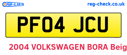 PF04JCU are the vehicle registration plates.
