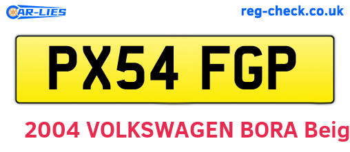 PX54FGP are the vehicle registration plates.