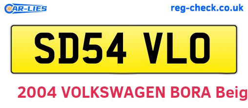 SD54VLO are the vehicle registration plates.