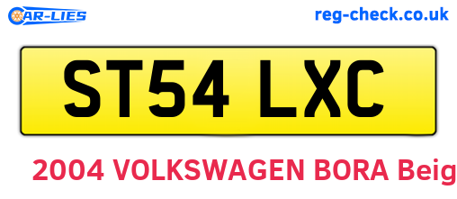 ST54LXC are the vehicle registration plates.