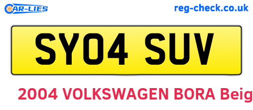 SY04SUV are the vehicle registration plates.