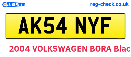 AK54NYF are the vehicle registration plates.