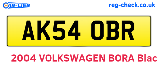 AK54OBR are the vehicle registration plates.