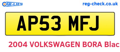 AP53MFJ are the vehicle registration plates.