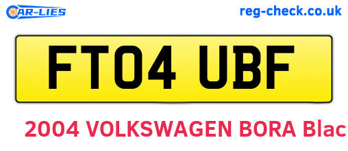 FT04UBF are the vehicle registration plates.