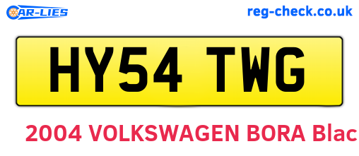 HY54TWG are the vehicle registration plates.