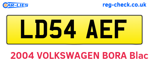 LD54AEF are the vehicle registration plates.
