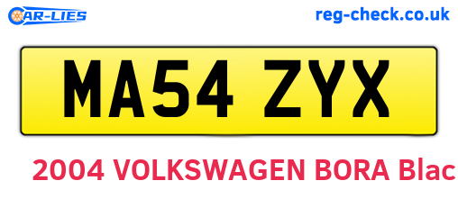 MA54ZYX are the vehicle registration plates.