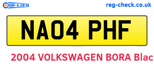 NA04PHF are the vehicle registration plates.