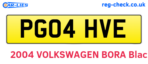 PG04HVE are the vehicle registration plates.