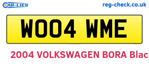 WO04WME are the vehicle registration plates.