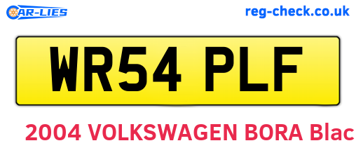 WR54PLF are the vehicle registration plates.