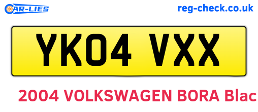 YK04VXX are the vehicle registration plates.