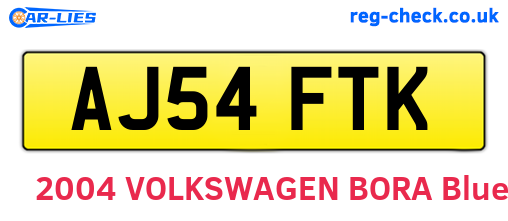 AJ54FTK are the vehicle registration plates.