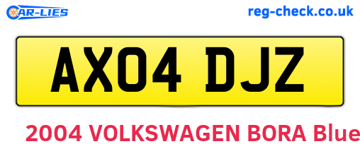 AX04DJZ are the vehicle registration plates.