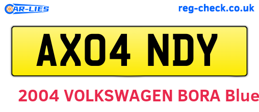 AX04NDY are the vehicle registration plates.