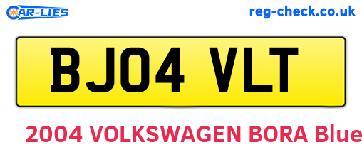 BJ04VLT are the vehicle registration plates.