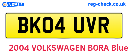 BK04UVR are the vehicle registration plates.