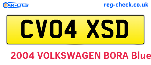 CV04XSD are the vehicle registration plates.