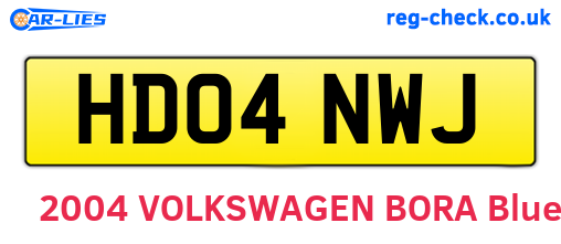 HD04NWJ are the vehicle registration plates.