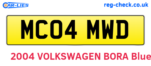 MC04MWD are the vehicle registration plates.