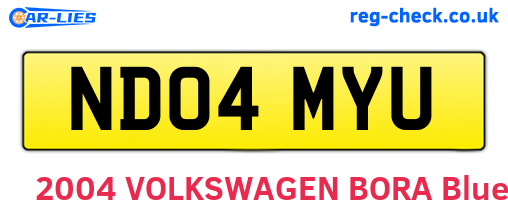 ND04MYU are the vehicle registration plates.