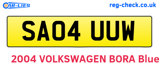 SA04UUW are the vehicle registration plates.