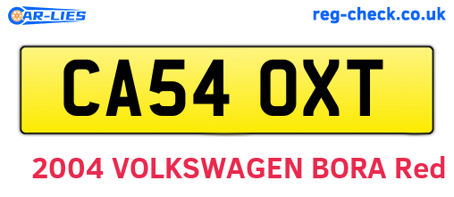 CA54OXT are the vehicle registration plates.