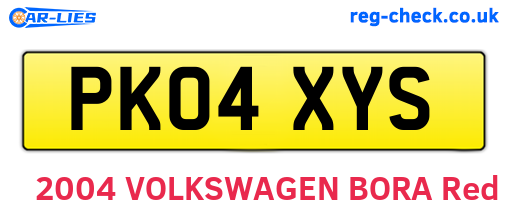 PK04XYS are the vehicle registration plates.