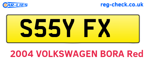 S55YFX are the vehicle registration plates.