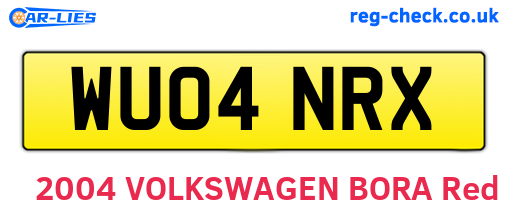 WU04NRX are the vehicle registration plates.