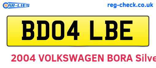 BD04LBE are the vehicle registration plates.
