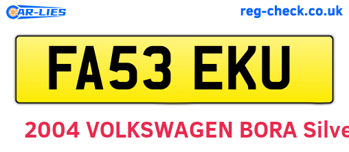 FA53EKU are the vehicle registration plates.