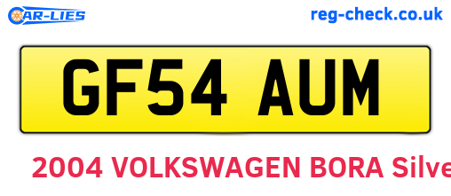 GF54AUM are the vehicle registration plates.