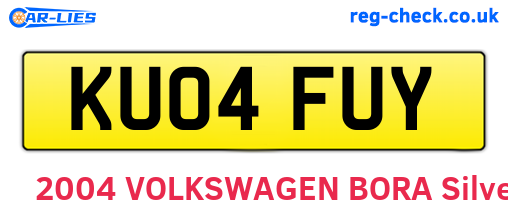 KU04FUY are the vehicle registration plates.