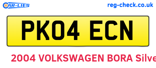 PK04ECN are the vehicle registration plates.