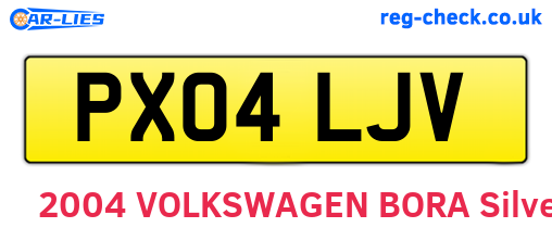 PX04LJV are the vehicle registration plates.