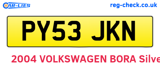 PY53JKN are the vehicle registration plates.