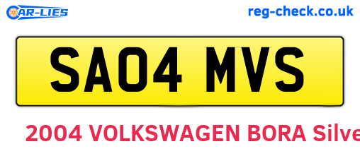 SA04MVS are the vehicle registration plates.